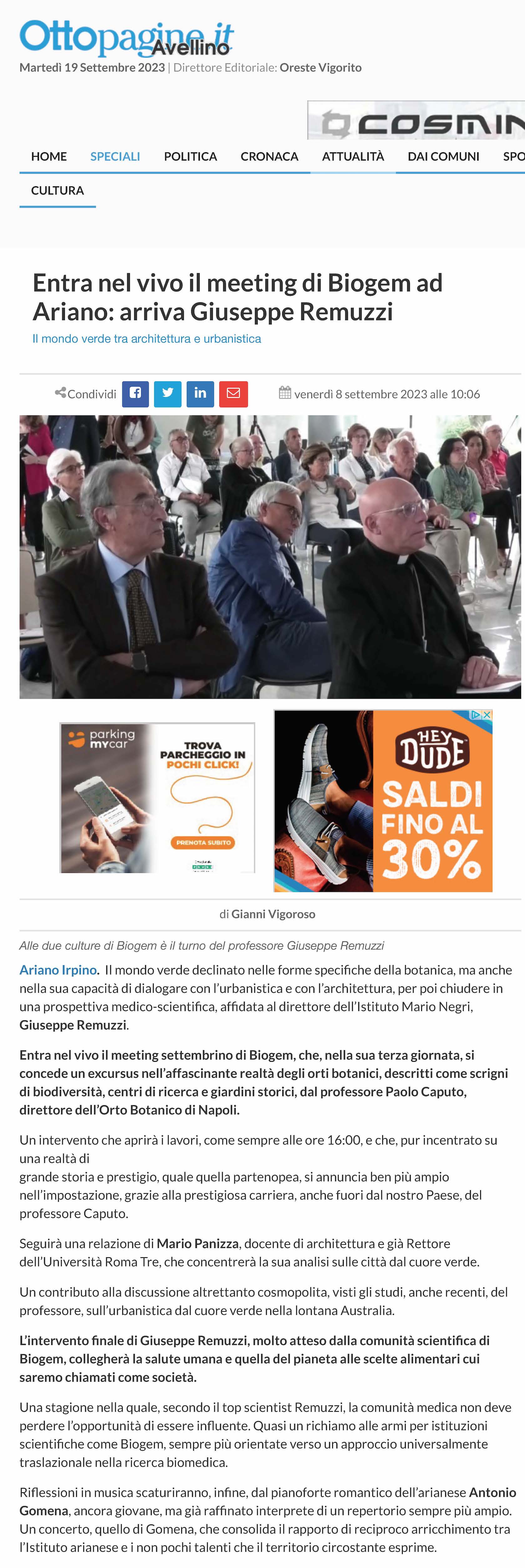 ntra nel vivo il meeting di Biogem ad Ariano/ arriva Giuseppe Remuzzi 